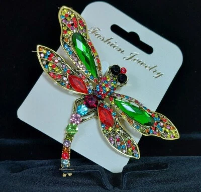 Libélula Multicolor 2025 Cristal Estrás Pin/Colgante Terciopelo Bolso VIDEO Foto 1 de 4