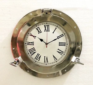 Antico Ottone Marino Oblò Nautico 12" Orologio da Parete Nautico Decorativo Casa - Foto 1 di 5