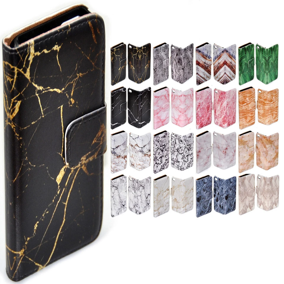 For HTC Series Mobile Phone Marble Texture Print Flip Case Wallet Phone Cover V2 - Image 1 of 1