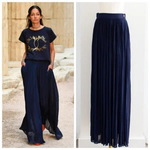 $2750 Chanel Cruise 2018 Greece Navy Blue Pleated 18C Palazzo Pants - Picture 1 of 13