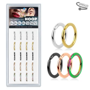 Anelli Cerchio Pieghevole 20ct Naso, Orecchio, Setto, Tragus Piercing Display 5 colori - Foto 1 di 1