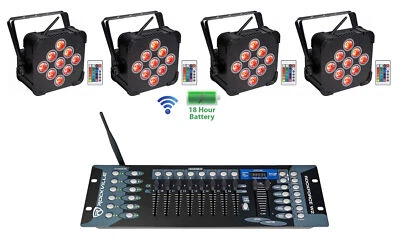 (4) Rockville BEST PAR 60 Rechargeable Wash Lights w/Wireless DMX Controller - Image 1 of 4