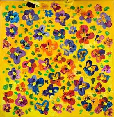 Pansy oil painting Floral Original Art Impasto Painting Flowers Artwork Pansies - Image 1 of 4