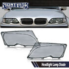 Headlight Replacement Lens Smoke Fit For BMW 02-05 E46 3-Series Left + Right