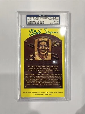 Placa de oro firmada por Monte Irvin del Salón de la Fama postal autógrafo certificado de autenticidad PSA/DNA Foto 1 de 4