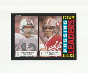 1985 Topps NFL Passing Leaders #192 Joe Montana/Dan Marino - Foto 1 di 2