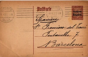 Alemania 1920 Papelería Postal de Ludwigshafen a Barcelona (1424) - Imagen 1 de 2