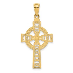 10K Yellow Gold Celtic Cross w/Eternity Circle Pendant - Picture 1 of 5