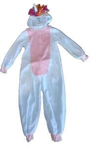 Unicorn Halloween Costume Girls Size 6-8 Years Jumpsuit W/Hood Rainbow Mane Tail - Picture 1 of 6