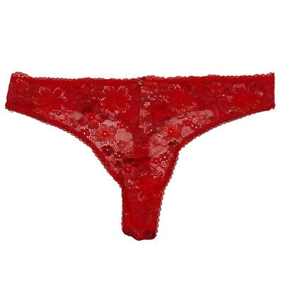 NUEVO CON ETIQUETAS VICTORIA'S SECRET Body By Victoria Tanga Talla XXL Rojo Brillante Encaje Foto 1 de 4