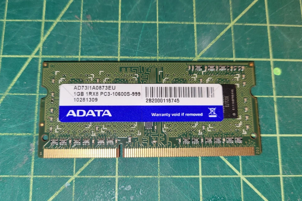 ADATA 1GB PC3-10600S-999 1RX8 Notebook RAM - Image 1 of 1