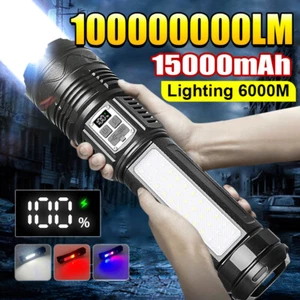 1000000LM Leistungsstärkste LED Taschenlampe Wiederaufladbar Typ-C Taschenlampe Jagdlicht - Bild 1 von 10