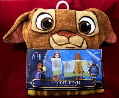 DISNEY Hooded Towel 22x51" VALENTINO from WISH Ages 3+ 100% Cotton NEW! - Image 1 of 4