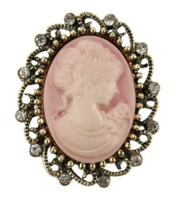 BROOCH Fashionable Vintage Style Pink Cameo Brooch - Picture 1 of 3