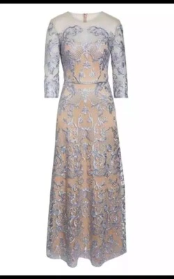 JS COLLECTIONS EMBROIDERED LACE MAXI LIGHT BLUE GOWN DRESS sz 6 NWT - Image 1 of 4