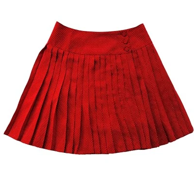 Falda Esprit Vintage Plisada Roja Blanca Lunares Botón Talla 9/10 Foto 1 de 4