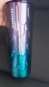 Bicchiere Starbucks Sirena Coda Scala Metallo 24oz Nuovo - Foto 1 di 1