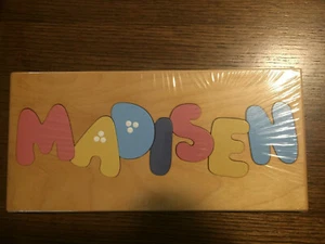 Handmade USA Stout Sprout Wood Name Puzzled Board "MADISEN" - Picture 1 of 2