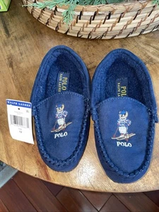POLO RALPH LAUREN DEZI SKI BÄREN KINDER HAUSSCHUHE - MARINEBLAU - Größe 12 - Bild 1 von 5