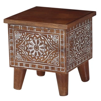 Vintage Table D'Appoint Table de Chevet Tabouret à Fleurs Pflanzenhocker - Photo 1/4