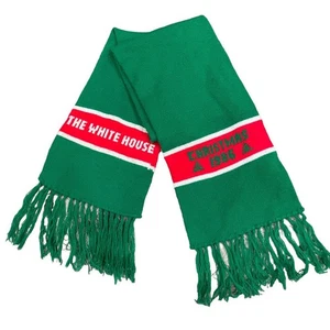 Sciarpa acrilica natalizia vintage anni 80 The White House 1986 rosso verde frange vacanze - Foto 1 di 3