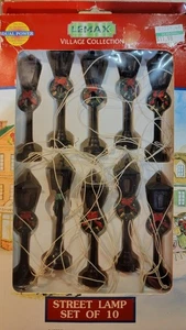 Vtg 1993 Lemax Village Collection Christmas Street Lamp With Wreath Set Of 10 - Picture 1 of 12