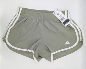 adidas Women's Marathon 20 Running Shorts Size XS 3 In silver pebble white Green - Picture 1 of 4