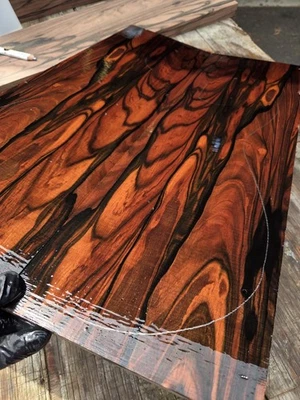 Marbled Mun Ebony guitar top wood or bass figured wood 4 luthier - Image 1 of 4