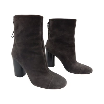 Isabel Marant Suede Back Zip Block Heels Ankle Boots Booties Black Size 38 US 8 - Image 1 of 4