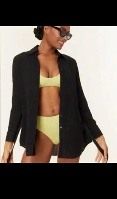 NUEVA Camisa Andie Swim Corvo Transparente Gauzy Encubrimiento Negra Resort Playa Talla XXL 2XL Foto 1 de 4