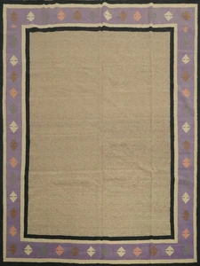 Square Minimalist Kilim Area Rug 10x10 Modern Turkish Flat-Weave Reversible Rug - Picture 1 of 11