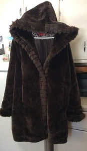 VINTAGE EXCELLED COLLECTION DAMEN GR XL BRAUN KUNSTFELL WINTERMANTEL - Bild 1 von 9