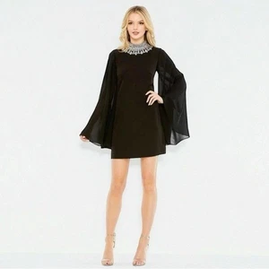 🌻NEU mit Etikett Mac Duggal schwarz verzierter Kragen Etui-Minikleid Größe 2 498 $ - Bild 1 von 10