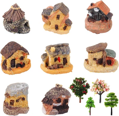 12Pcs Fairy Gardens Set: Brown, Green Resin Miniature Garden Decorations - Fairy - Image 1 of 4