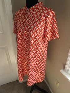 NEU OHNE ETIKETT TYLER BOE ORANGE & BEIGE FILAGRAN BEDRUCKTES POLOKLEID - GRÖSSE L - Bild 1 von 8