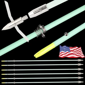 Flechas de pesca con arco de 34" brillo nocturno fibra de vidrio sólido cabezas anchas arco pesca caza - Imagen 1 de 13