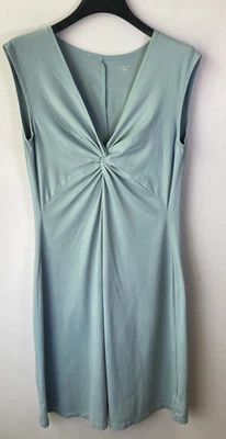 Patagonia Bandha Dress Teal Green Twist Front Cap Sleeve Stretch Size L Flaw - Image 1 of 4