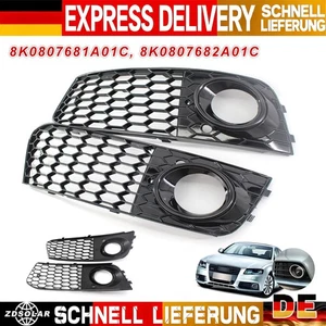 2STK Stoßstange Nebelscheinwerfer Waben Gitter Kühlergrill-Für Audi A4 B8 09-12 - Bild 1 von 13