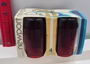 Vintage Newport Anchor Hocking Ruby Red 4"  Juice Glasses Set of 4 New in Box - Picture 1 of 3