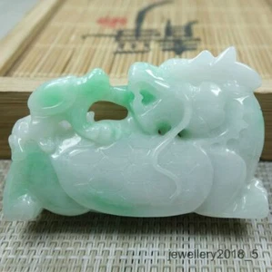 Certified  Green Burma 100% natural A jadeite jade Display~Dragon turtle 龙龟 - Picture 1 of 12