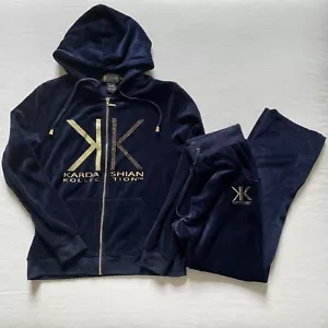 Kardashian Colección Terciopelo Traje de Pista Azul Chaqueta Mediana Pantalones Pequeños Y2K - Imagen 1 de 18