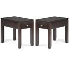 Home Square 2-Piece Solid Wood Narrow End Table Set in Mahogany Brown