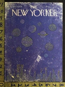 1976 NEW YEAR PLANET DECORATION CITY LIGHT MIHAESCU ART NEW YORKER COVER FC1199 - Picture 1 of 1