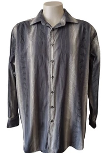 NYNE new you new energy Mens 2XL Striped Long Sleeve Button Up Shirt Collared - Picture 1 of 12
