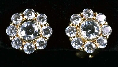 Pendientes perforados Judith Ripka oro vermeil plata esterlina circonita cúbica racimo redondo Foto 1 de 4