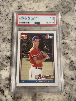 PSA 7 1991 OPC O-PEE-CHEE CHIPPER JONES #333 ROOKIE CARD RC BRAVES - Image 1 of 3