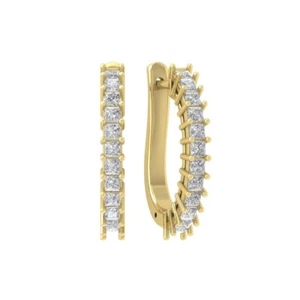 14k Yellow Gold 1Ct Lab Grown Diamond Hoop Earrings Holiday Gift - Picture 1 of 5