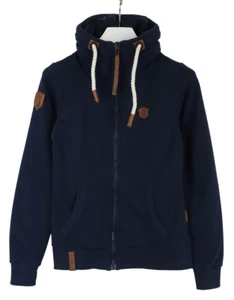 Naketano Sweatshirt Damen M Hoher Kragen Reißverschluss Taschen Logo Marineblau - Bild 1 von 8
