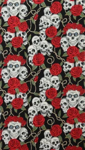Skull Fabric, BTY, The Rose Tattoo, Alexander Henry, 6457CRR, TheFabricEdge - Picture 1 of 1