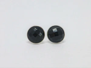 Ohrstecker Ohrringe Onyx facettiert Schwarz Cabochon rund Silber 925 Gold - Bild 1 von 12